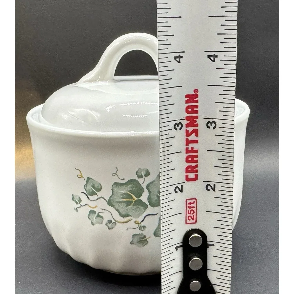 Corelle Calloway Green Ivy Stoneware Canister Sugar Jar Dish Lid Cottagecore